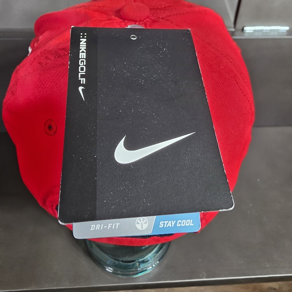 Nike Strap Back Golf Hat Cap One Size Kids Swing & Swoosh Logo Poly Outdoor Red - Picture 4 of 10